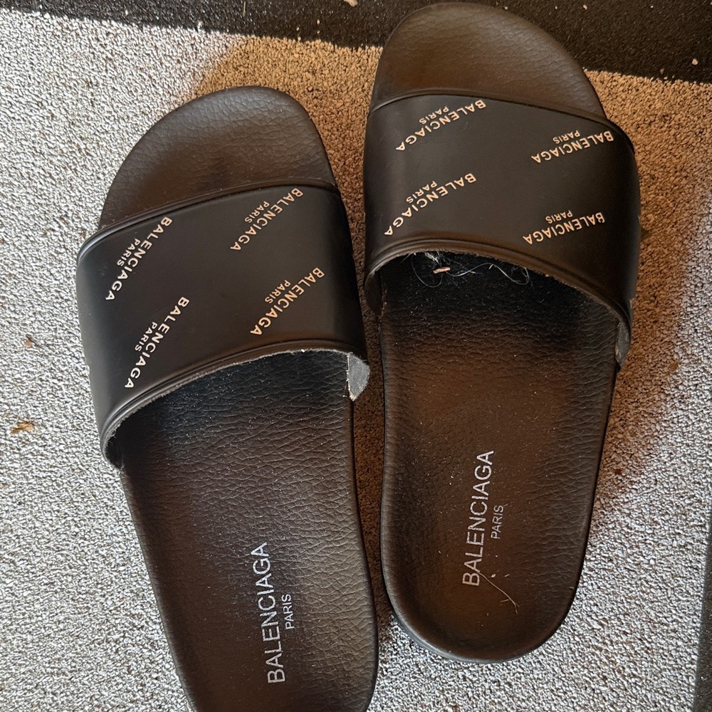 Balenciaga Black Paris Slides